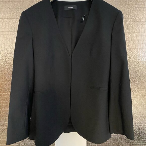 THEORY Wool Lindrayia Black Blazer 0 - Picture 2 of 7
